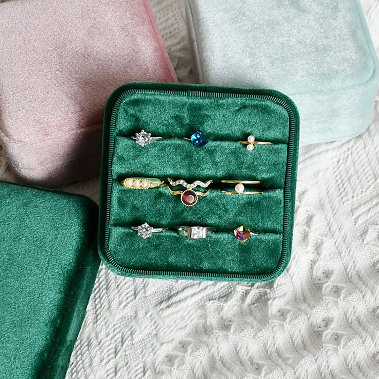  Customized Logo Multi Color Jewelry Velvet Storage Small Ring Display Box