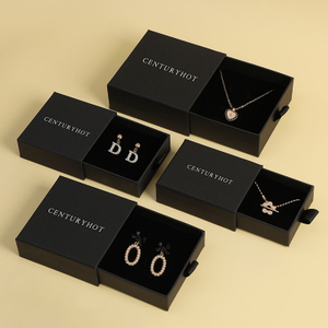 Custom Logo Paper Jewelry Drawer Box with Ribbon Handle