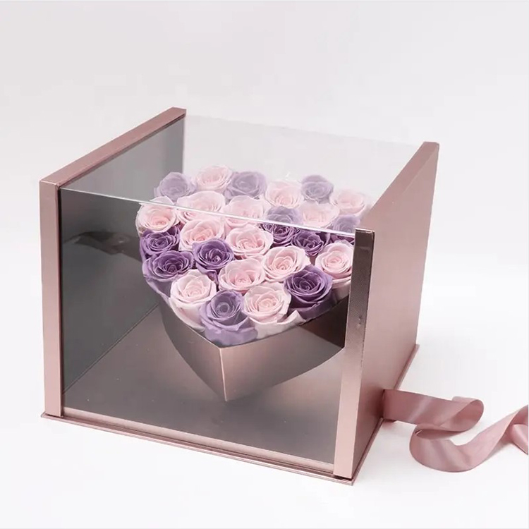 Heart Shape Flower Acrylic Box
