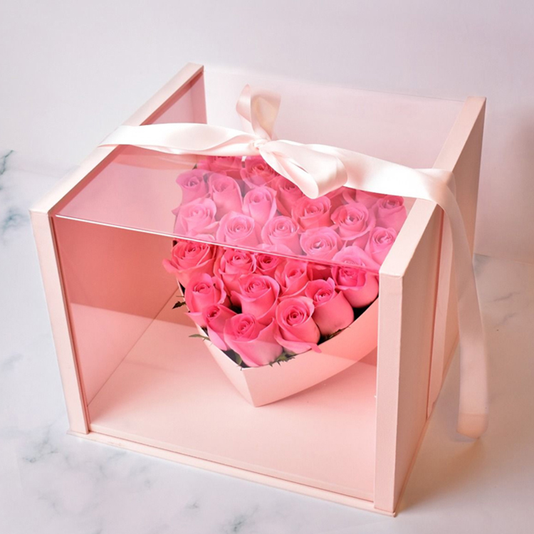 Heart Shape Flower Acrylic Box